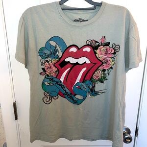 Rolling Stones Graphic Tee with Floral Design